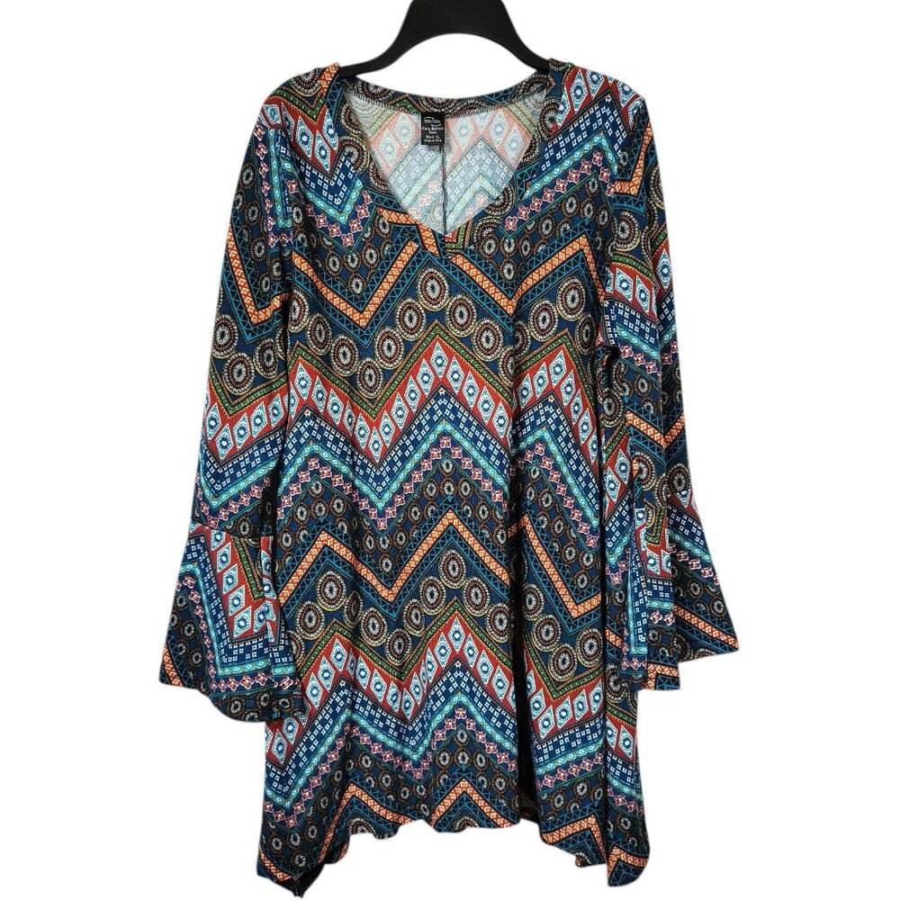 Win Win Flare Bottom Tunic Top Bell Sleeves Women's Large XL (B)